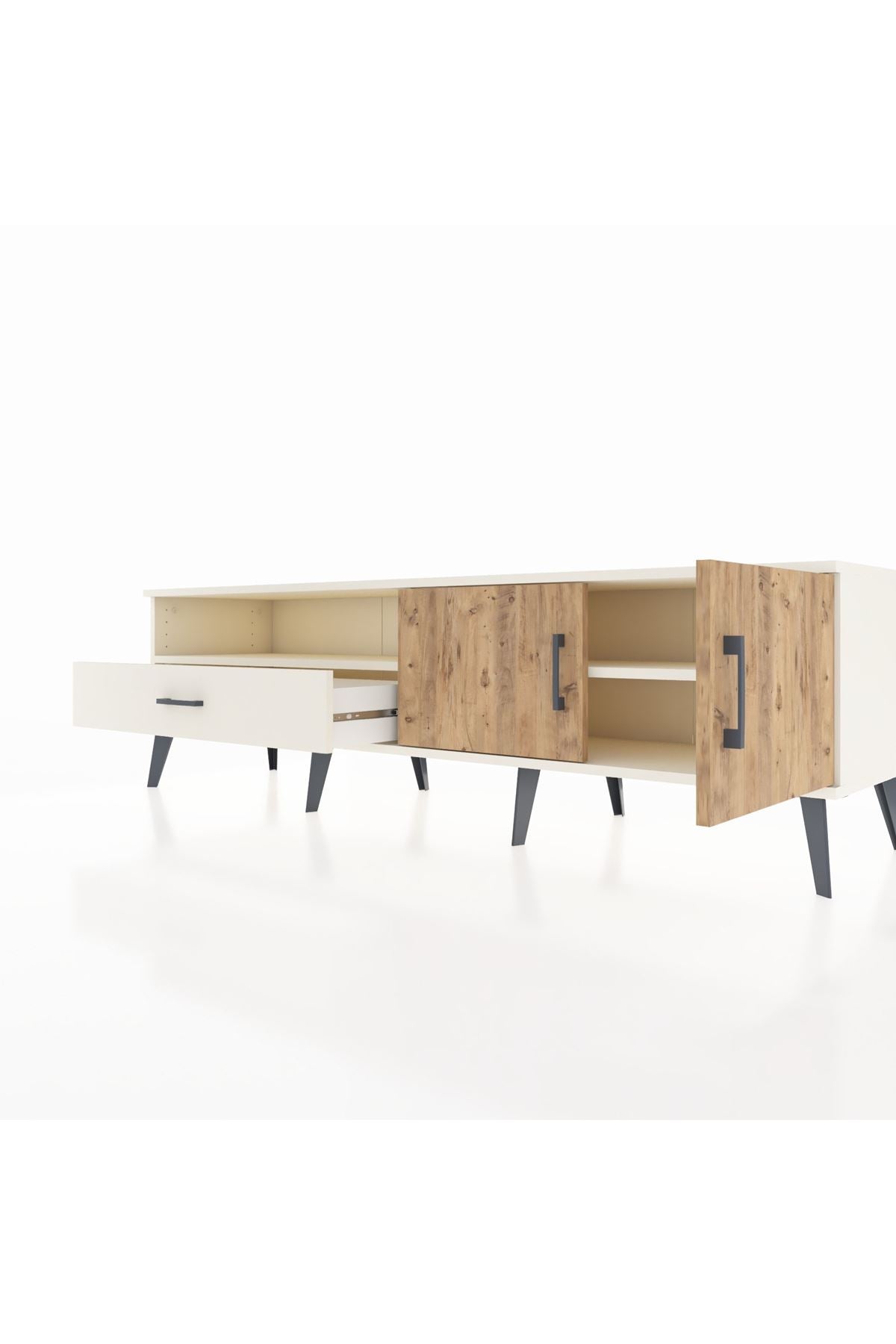 Hyperion TV Ünitesi 2 Raflı Tek Çekmeceli 2 Kapaklı 176x44x51 Aytaşı-Çam/Aytaşı