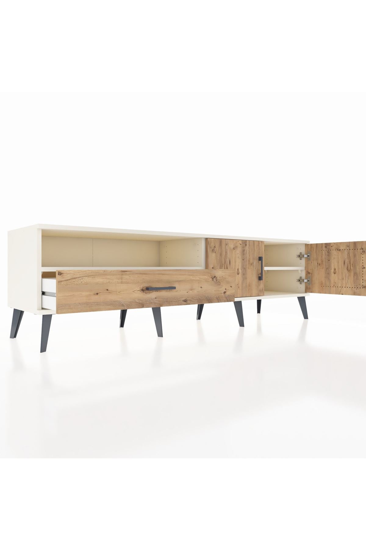 Hyperion TV Ünitesi 2 Raflı Tek Çekmeceli 2 Kapaklı 176x44x51 Aytaşı-Çam/Çam