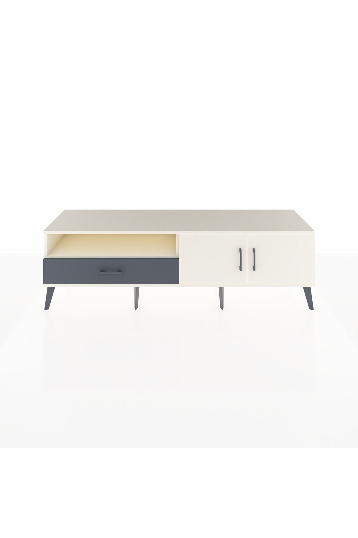 Hyperion TV Ünitesi 2 Raflı Tek Çekmeceli 2 Kapaklı 176x44x51 Aytaşı-Aytaşı/Antrasit