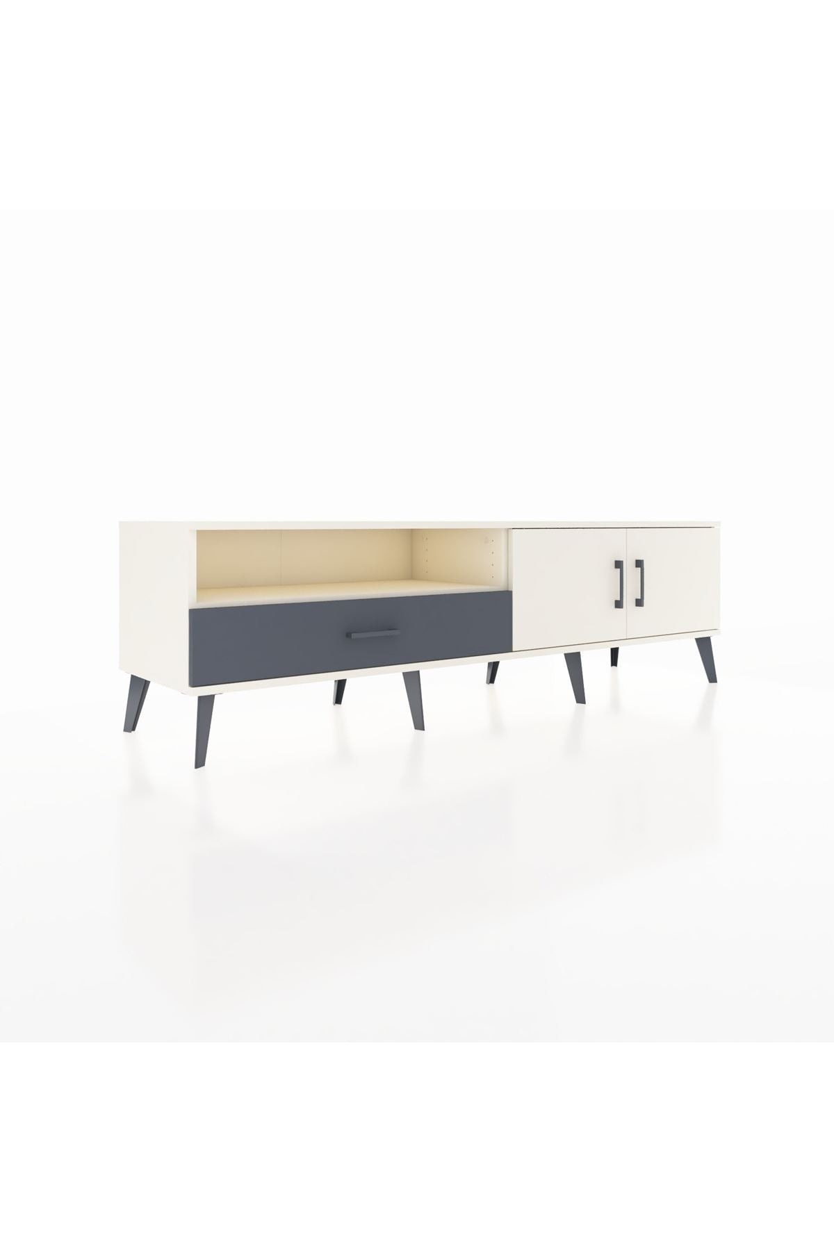 Hyperion TV Ünitesi 2 Raflı Tek Çekmeceli 2 Kapaklı 176x44x51 Aytaşı-Aytaşı/Antrasit