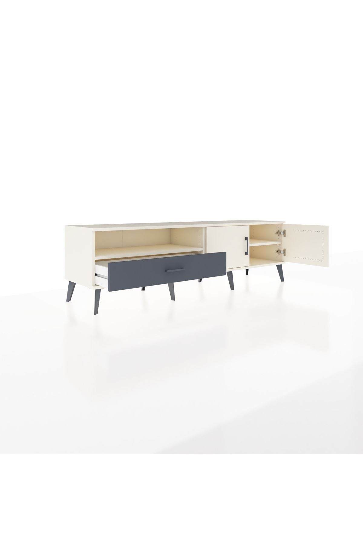 Hyperion TV Ünitesi 2 Raflı Tek Çekmeceli 2 Kapaklı 176x44x51 Aytaşı-Aytaşı/Antrasit