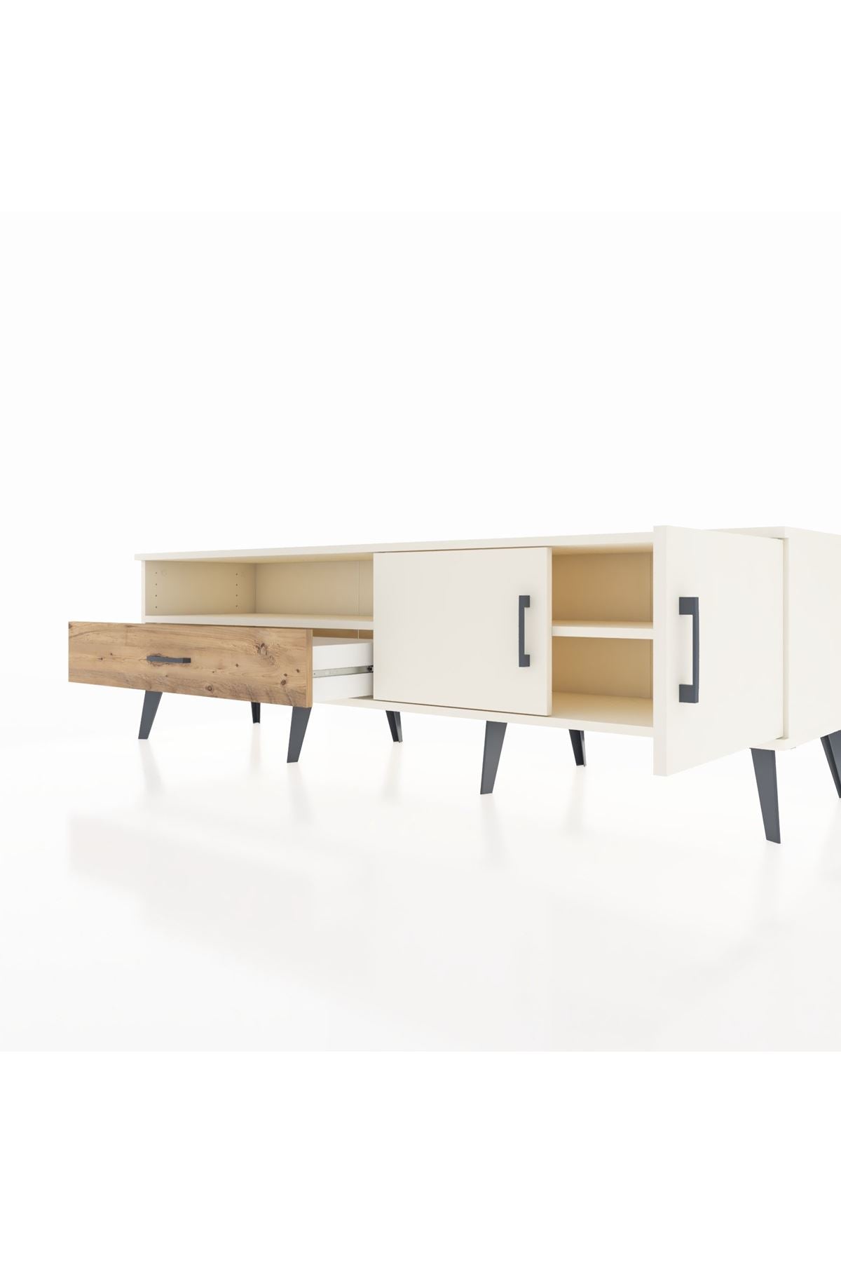 Hyperion TV Ünitesi 2 Raflı Tek Çekmeceli 2 Kapaklı 176x44x51 Aytaşı-Aytaşı/Çam