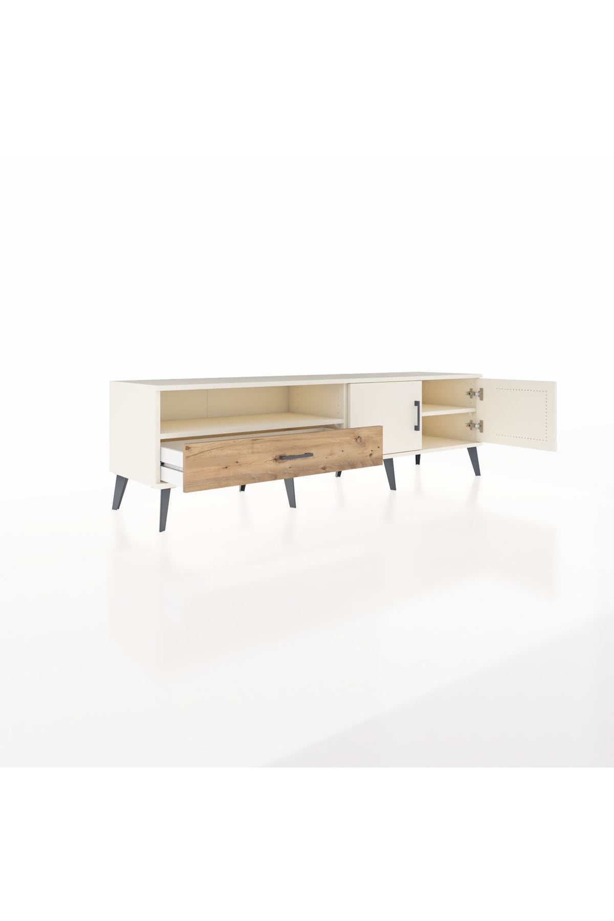 Hyperion TV Ünitesi 2 Raflı Tek Çekmeceli 2 Kapaklı 176x44x51 Aytaşı-Aytaşı/Çam