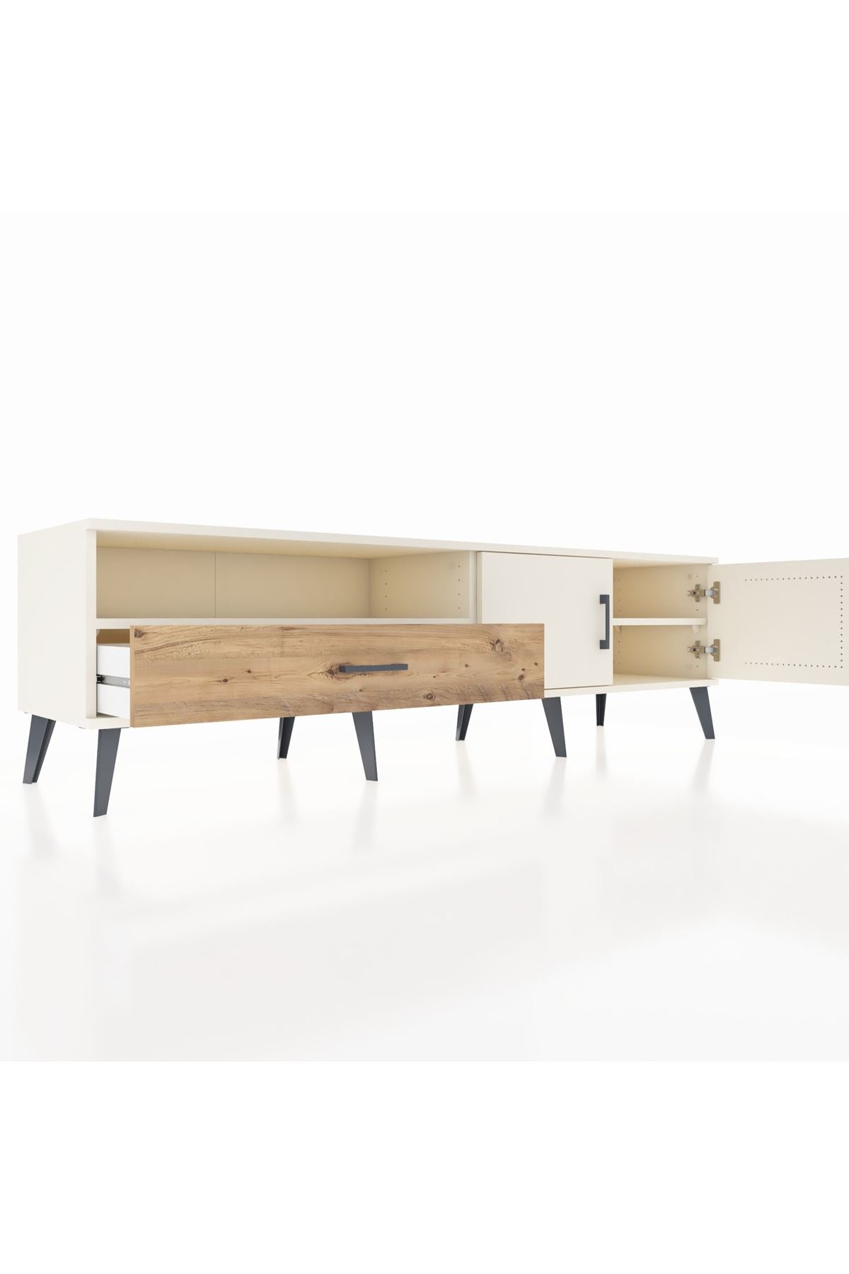 Hyperion TV Ünitesi 2 Raflı Tek Çekmeceli 2 Kapaklı 176x44x51 Aytaşı-Aytaşı/Çam