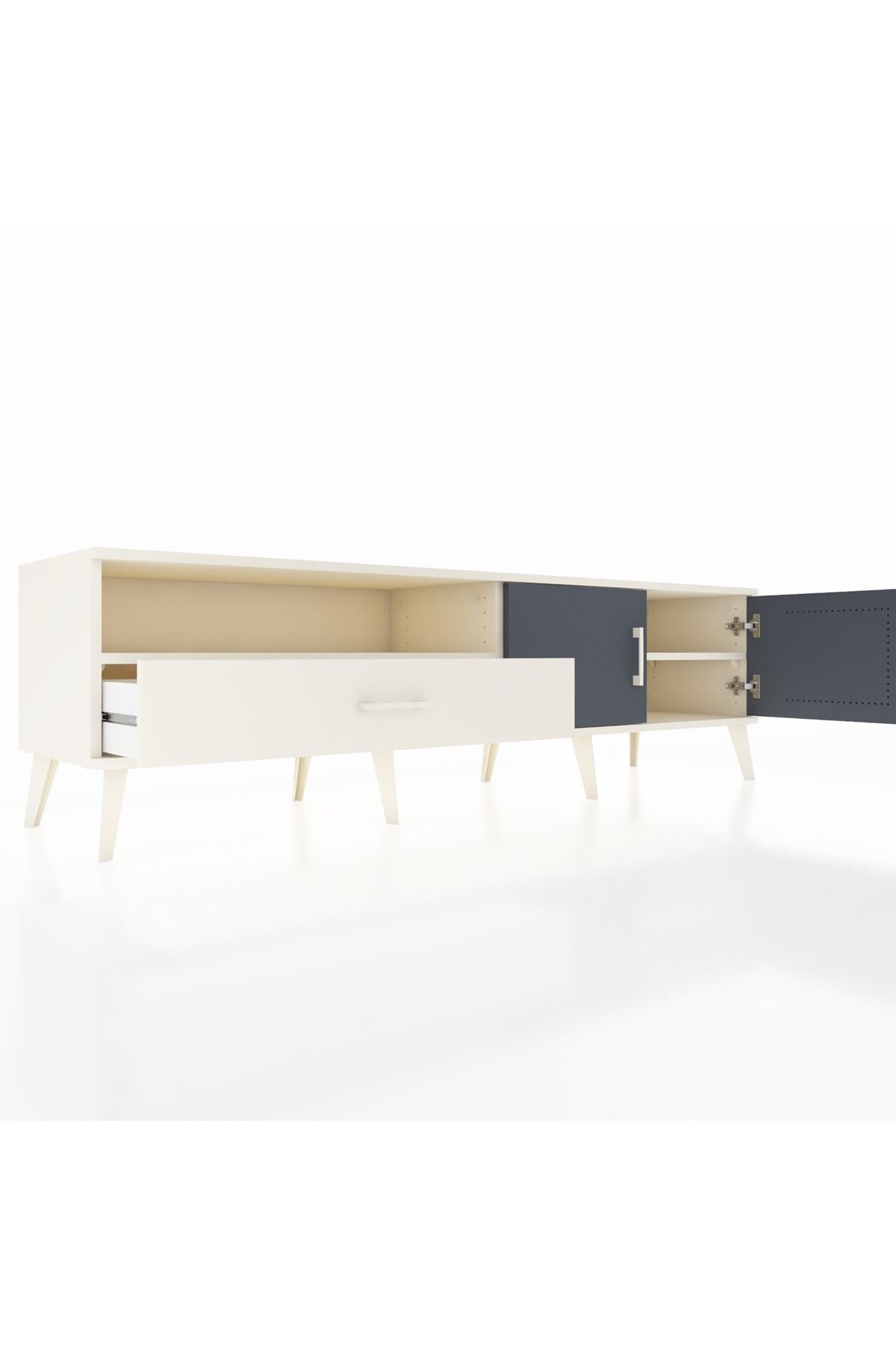 Hyperion TV Ünitesi 2 Raflı Tek Çekmeceli 2 Kapaklı 176x44x51 Aytaşı-Antrasit/Aytaşı