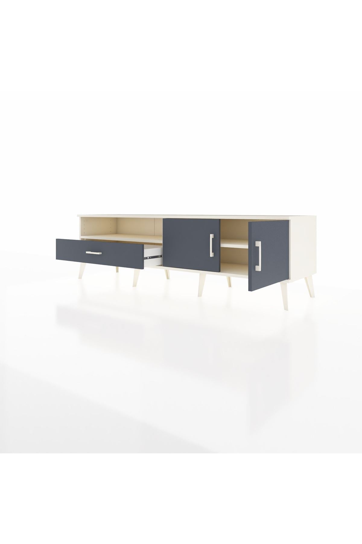 Hyperion TV Ünitesi 2 Raflı Tek Çekmeceli 2 Kapaklı 176x44x51 Aytaşı-Antrasit/Antrasit