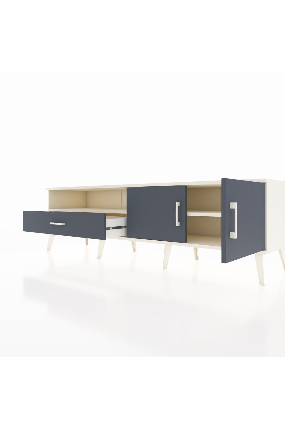 Hyperion TV Ünitesi 2 Raflı Tek Çekmeceli 2 Kapaklı 176x44x51 Aytaşı-Antrasit/Antrasit