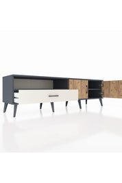 Hyperion TV Ünitesi 2 Raflı Tek Çekmeceli 2 Kapaklı 176x44x51 Antrasit-Çam/Aytaşı