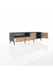 Hyperion TV Ünitesi 2 Raflı Tek Çekmeceli 2 Kapaklı 176x44x51 Antrasit-Çam/Çam