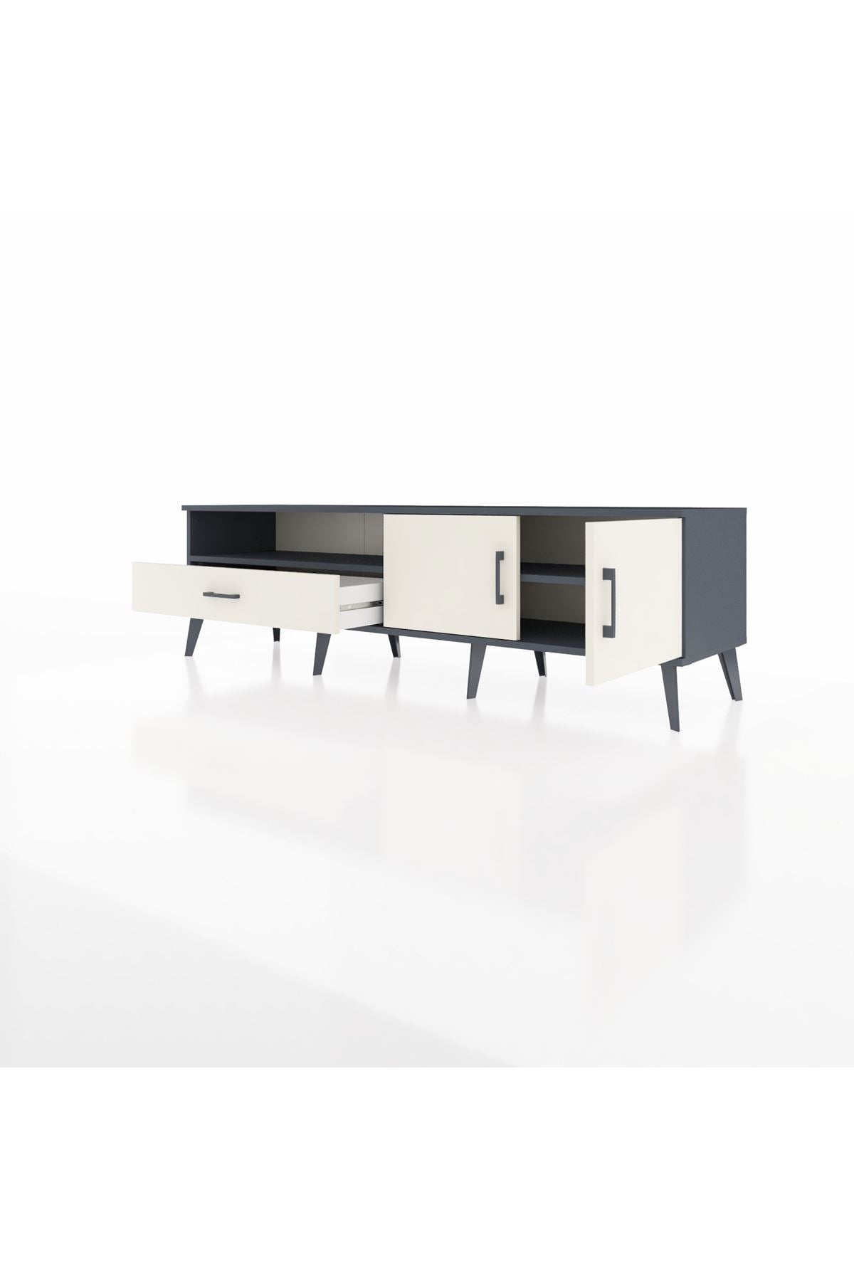 Hyperion TV Ünitesi 2 Raflı Tek Çekmeceli 2 Kapaklı 176x44x51 Antrasit-Aytaşı/Aytaşı