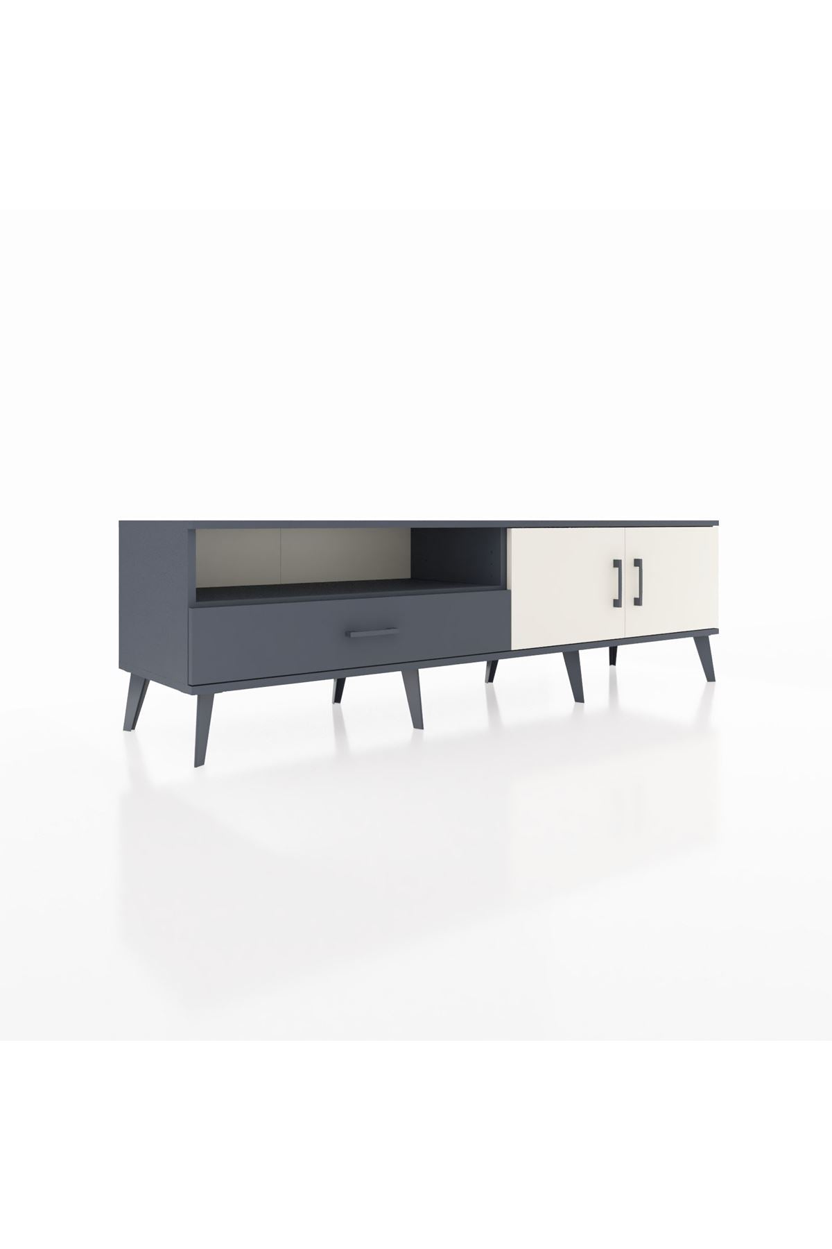 Hyperion TV Ünitesi 2 Raflı Tek Çekmeceli 2 Kapaklı 176x44x51 Antrasit-Aytaşı/Antrasit