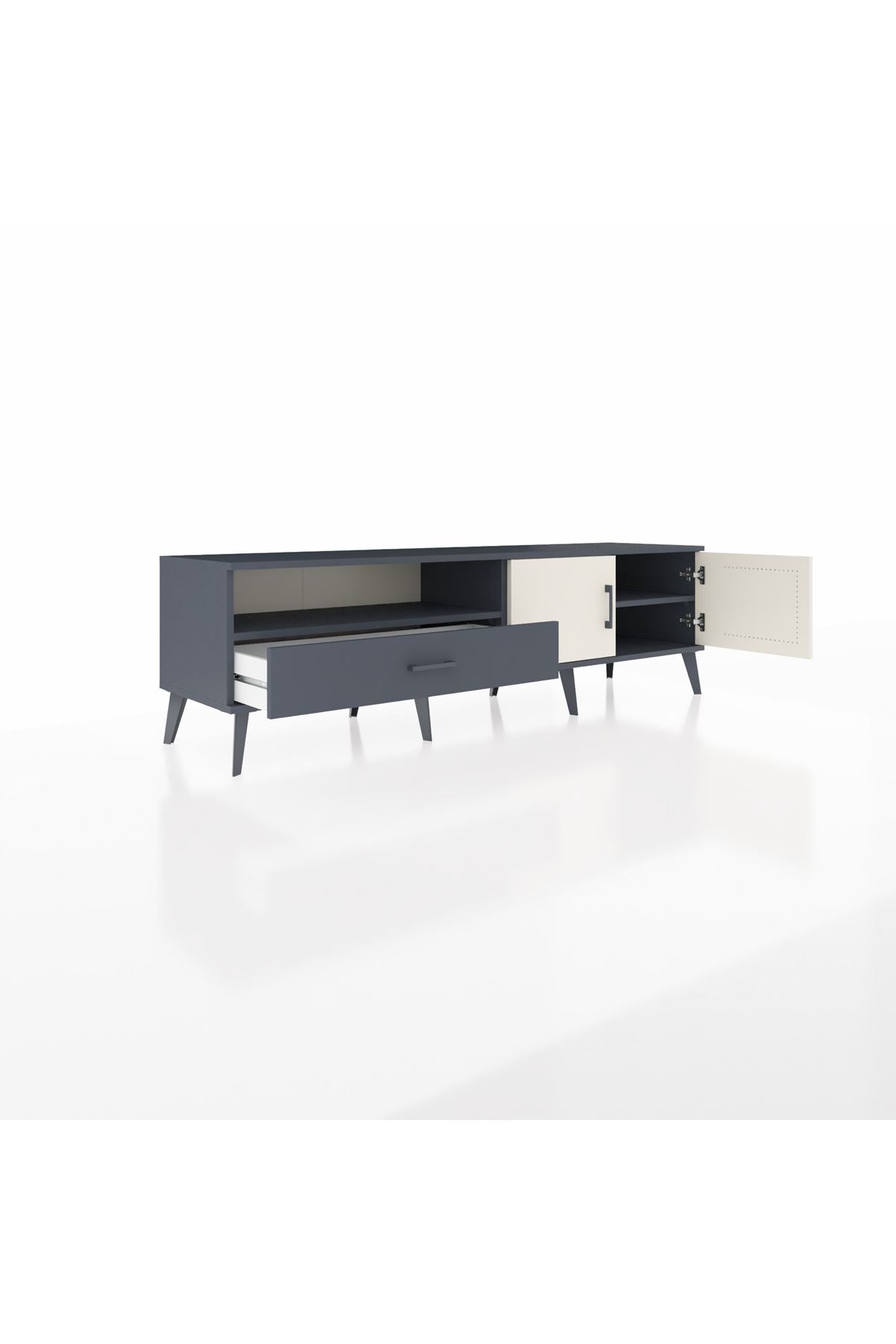 Hyperion TV Ünitesi 2 Raflı Tek Çekmeceli 2 Kapaklı 176x44x51 Antrasit-Aytaşı/Antrasit