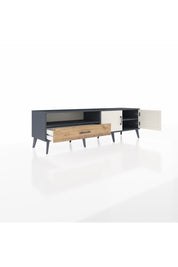 Hyperion TV Ünitesi 2 Raflı Tek Çekmeceli 2 Kapaklı 176x44x51 Antrasit-Aytaşı/Çam