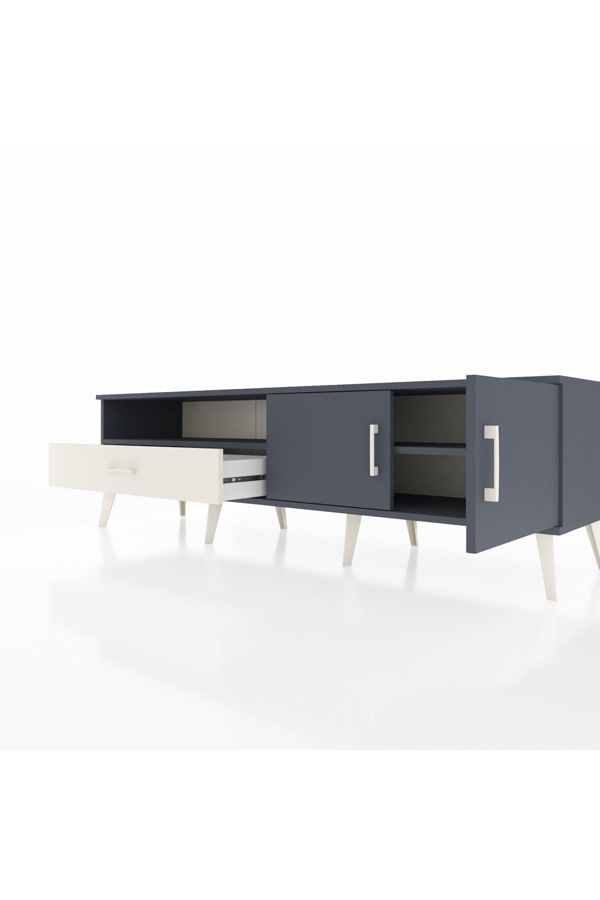 Hyperion TV Ünitesi 2 Raflı Tek Çekmeceli 2 Kapaklı 176x44x51 Antrasit-Antrasit/Aytaşı