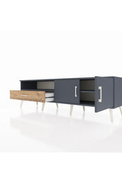 Hyperion TV Ünitesi 2 Raflı Tek Çekmeceli 2 Kapaklı 176x44x51 Antrasit-Antrasit/Çam