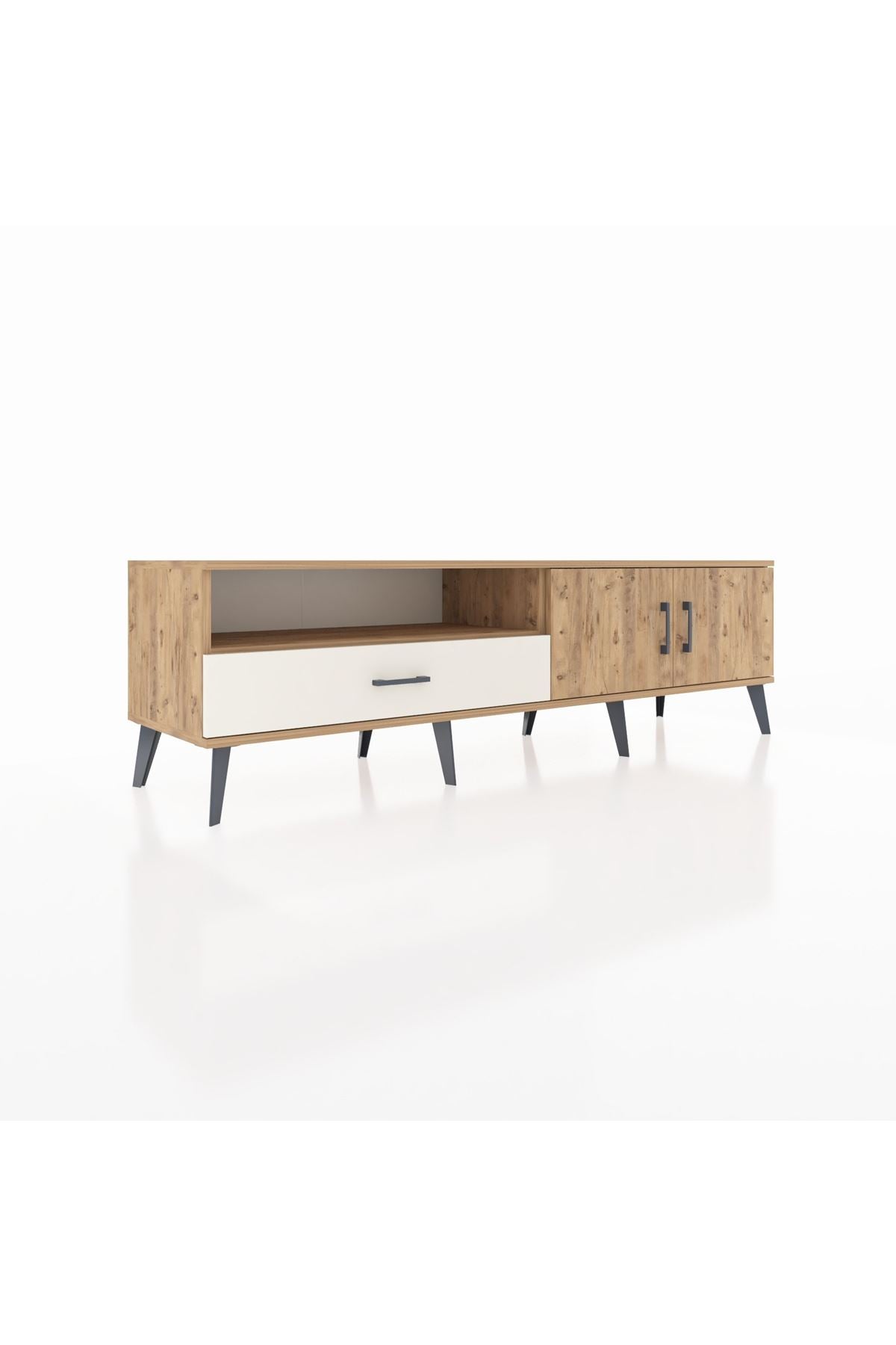 Hyperion TV Ünitesi 2 Raflı Tek Çekmeceli 2 Kapaklı 176x44x51 Çam-Çam/Aytaşı