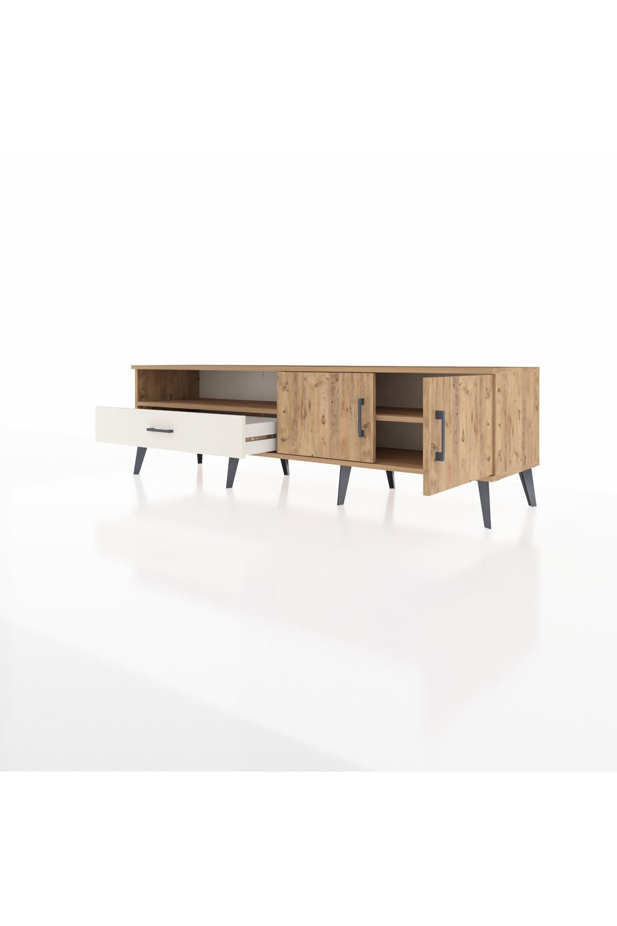 Hyperion TV Ünitesi 2 Raflı Tek Çekmeceli 2 Kapaklı 176x44x51 Çam-Çam/Aytaşı