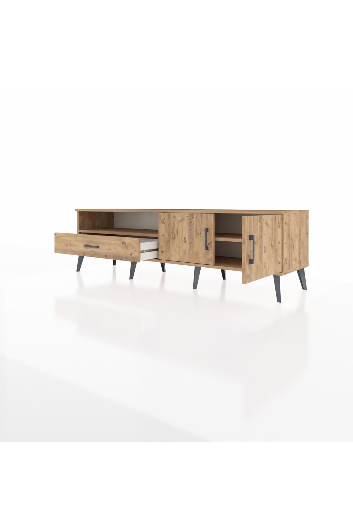 Hyperion TV Ünitesi 2 Raflı Tek Çekmeceli 2 Kapaklı 176x44x51 Çam-Çam/Çam