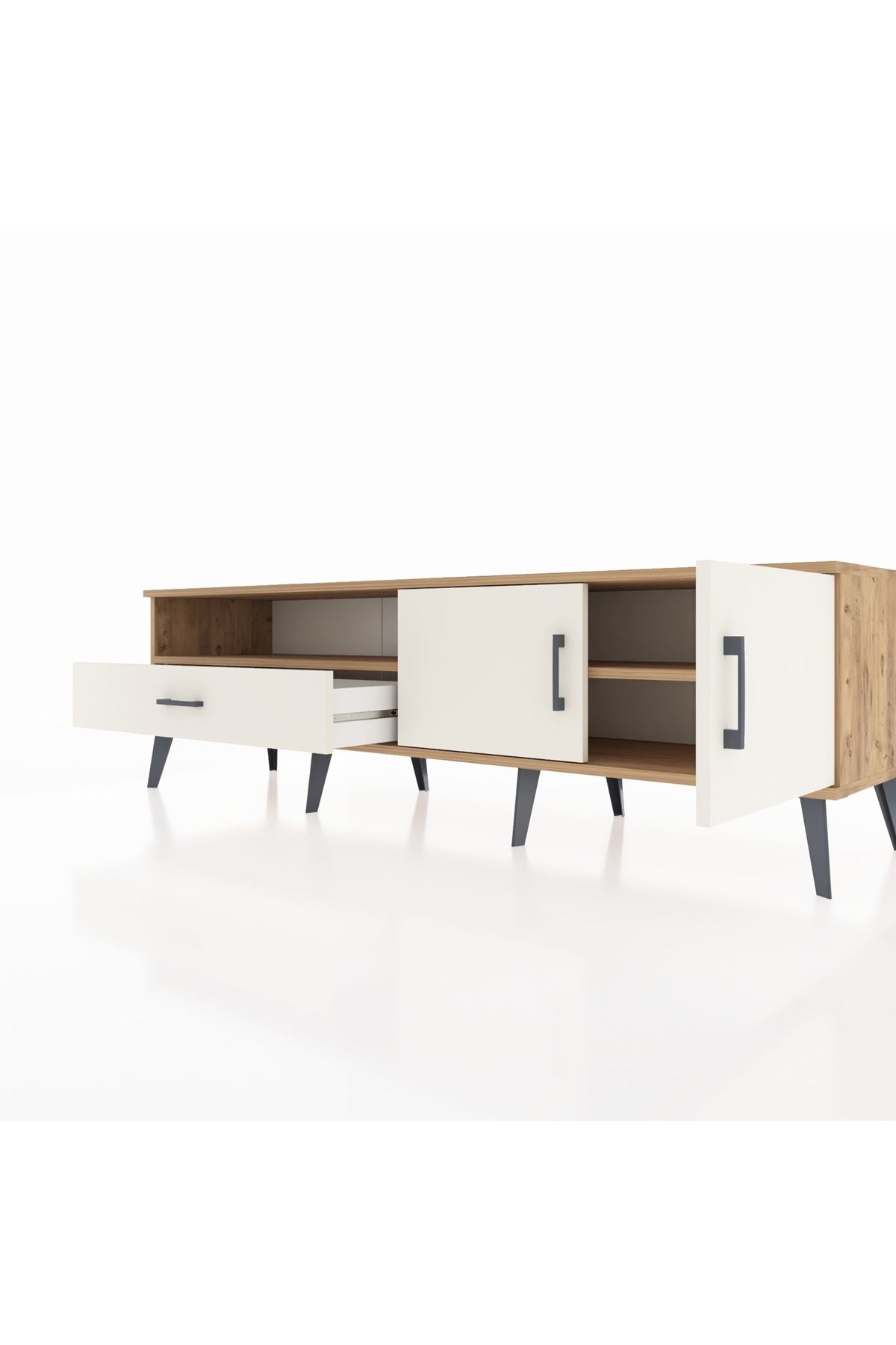 Hyperion TV Ünitesi 2 Raflı Tek Çekmeceli 2 Kapaklı 176x44x51 Çam-Aytaşı/Aytaşı