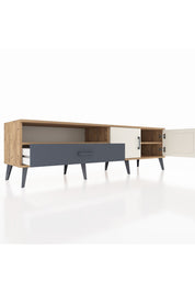 Hyperion TV Ünitesi 2 Raflı Tek Çekmeceli 2 Kapaklı 176x44x51 Çam-Aytaşı/Antrasit