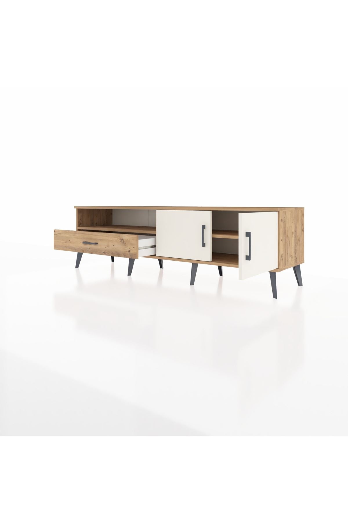 Hyperion TV Ünitesi 2 Raflı Tek Çekmeceli 2 Kapaklı 176x44x51 Çam-Aytaşı/Çam