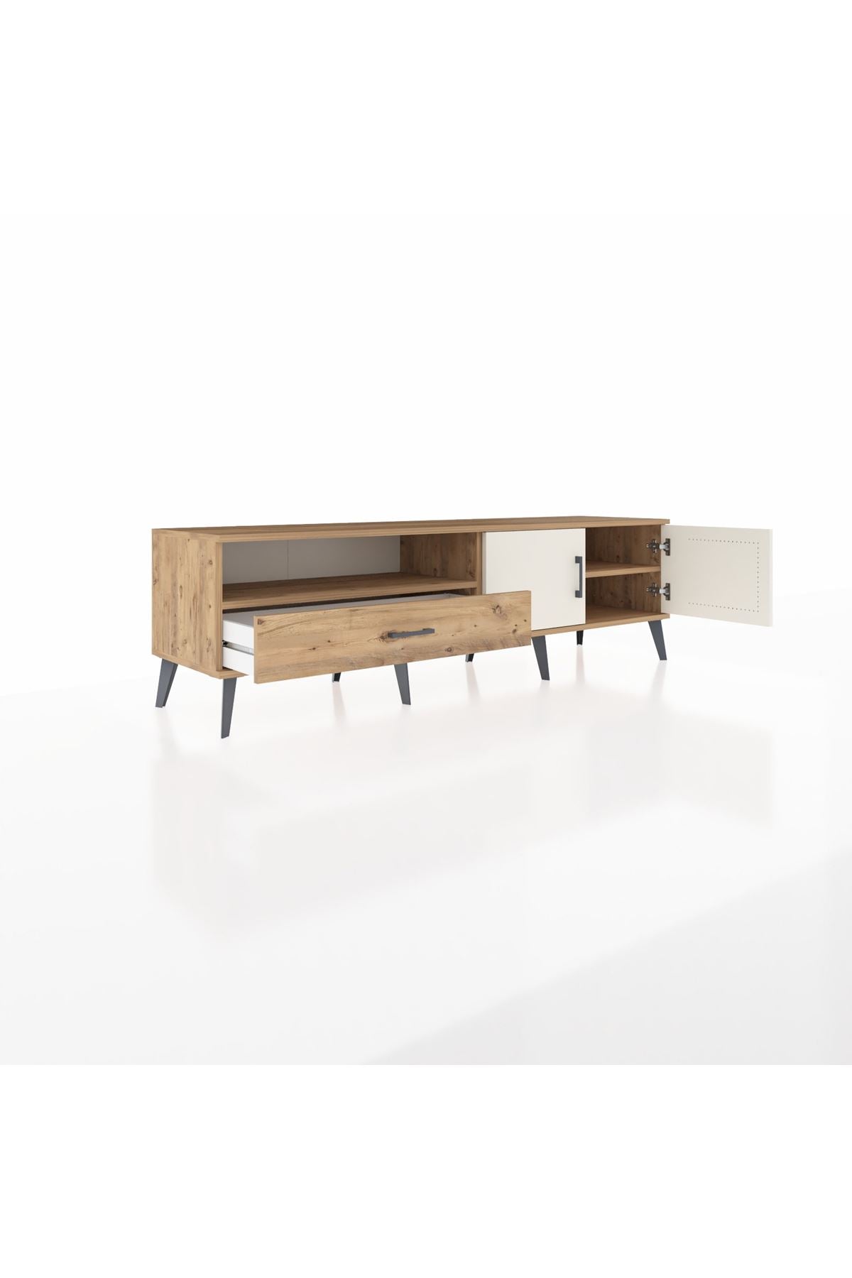 Hyperion TV Ünitesi 2 Raflı Tek Çekmeceli 2 Kapaklı 176x44x51 Çam-Aytaşı/Çam