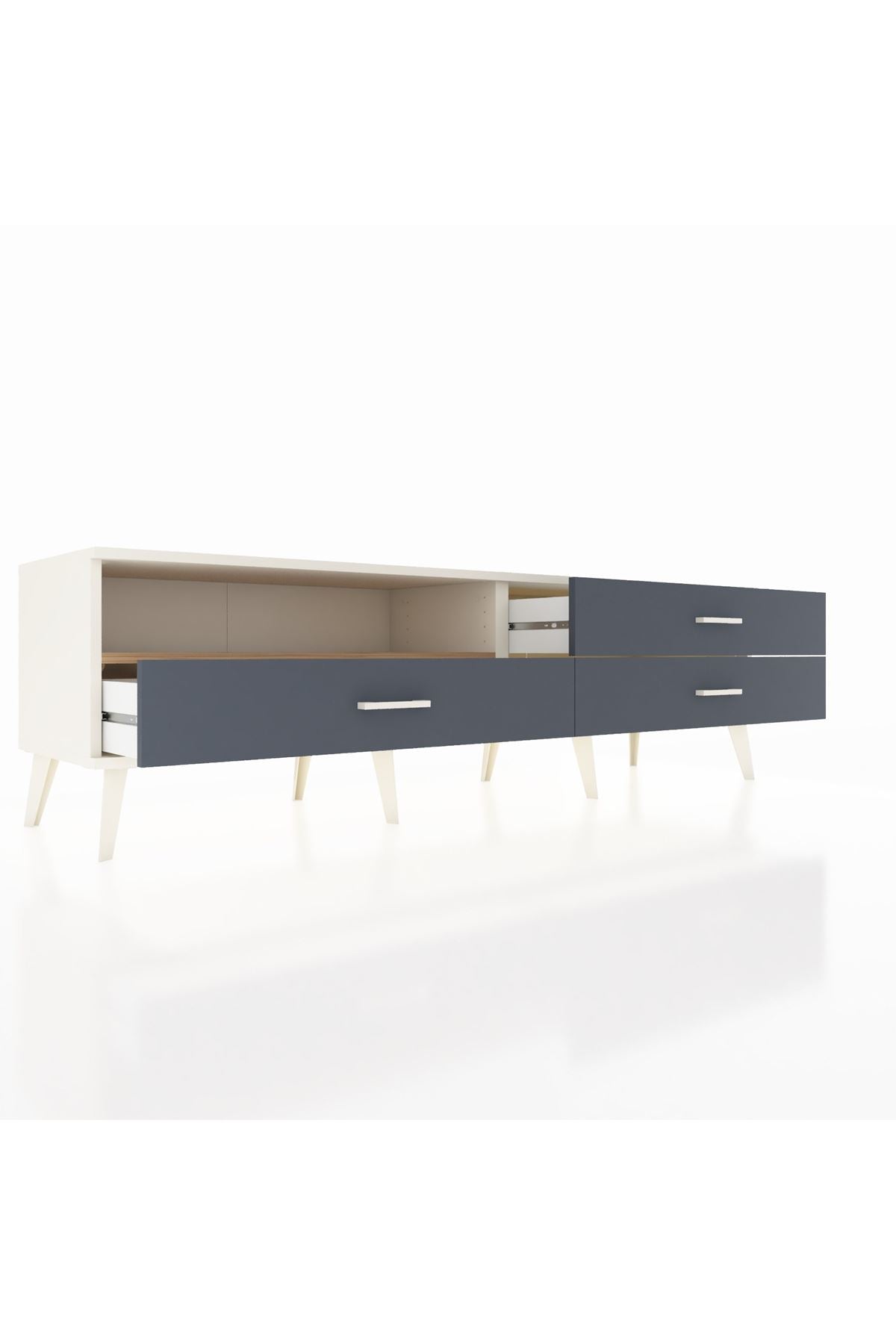 Hyperion TV Ünitesi Tek Raflı 3 Çekmeceli  176x44x51 Aytaşı-Çam/Antrasit