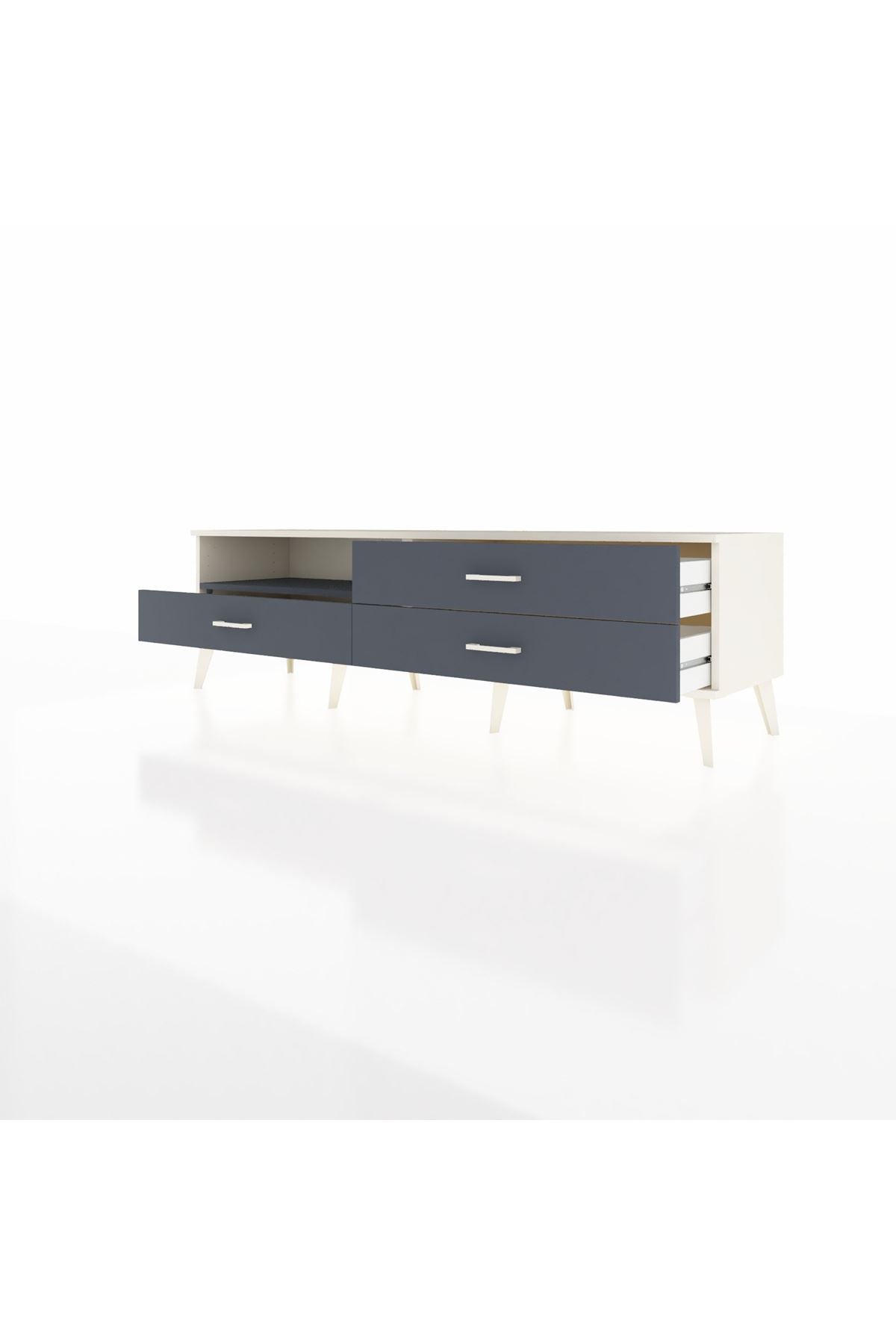 Hyperion TV Ünitesi Tek Raflı 3 Çekmeceli  176x44x51 Aytaşı-Antrasit/Antrasit