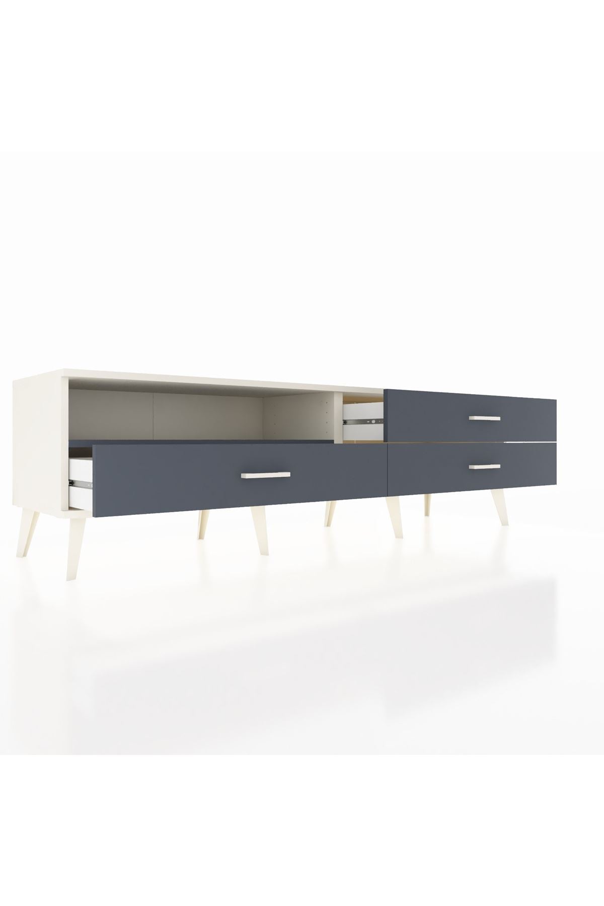 Hyperion TV Ünitesi Tek Raflı 3 Çekmeceli  176x44x51 Aytaşı-Antrasit/Antrasit