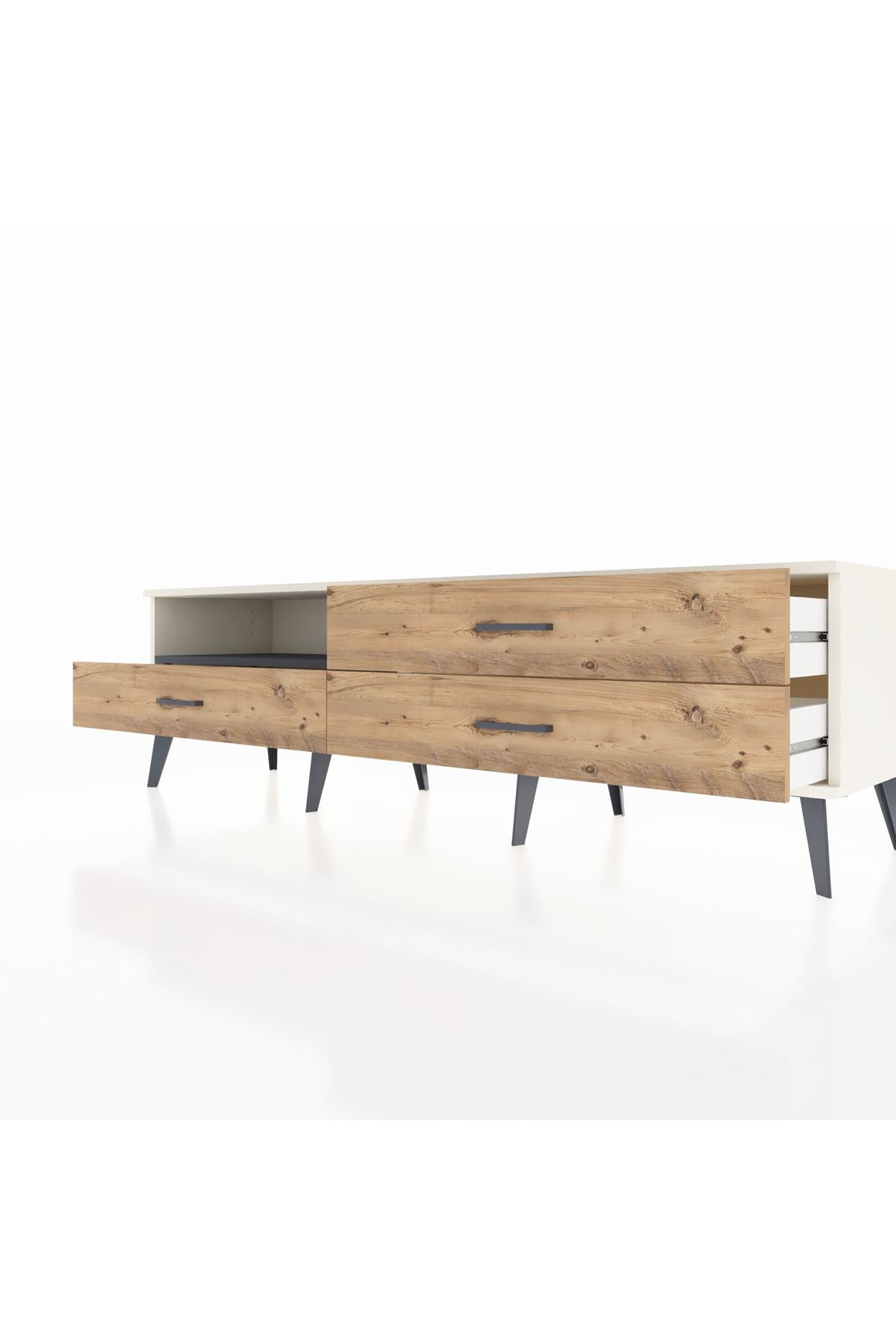 Hyperion TV Ünitesi Tek Raflı 3 Çekmeceli  176x44x51 Aytaşı-Antrasit/Çam