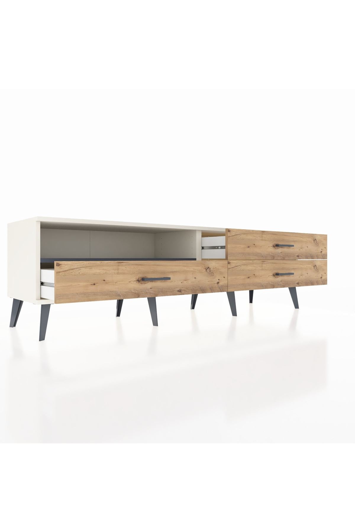 Hyperion TV Ünitesi Tek Raflı 3 Çekmeceli  176x44x51 Aytaşı-Antrasit/Çam