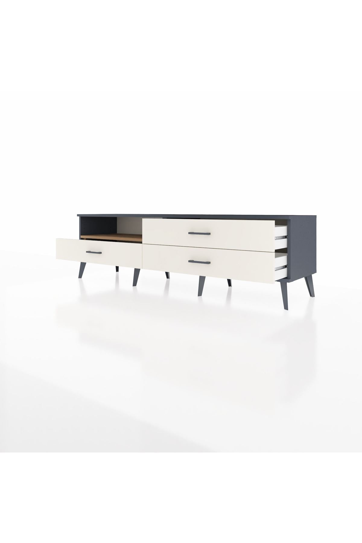 Hyperion TV Ünitesi Tek Raflı 3 Çekmeceli  176x44x51 Antrasit-Çam/Aytaşı