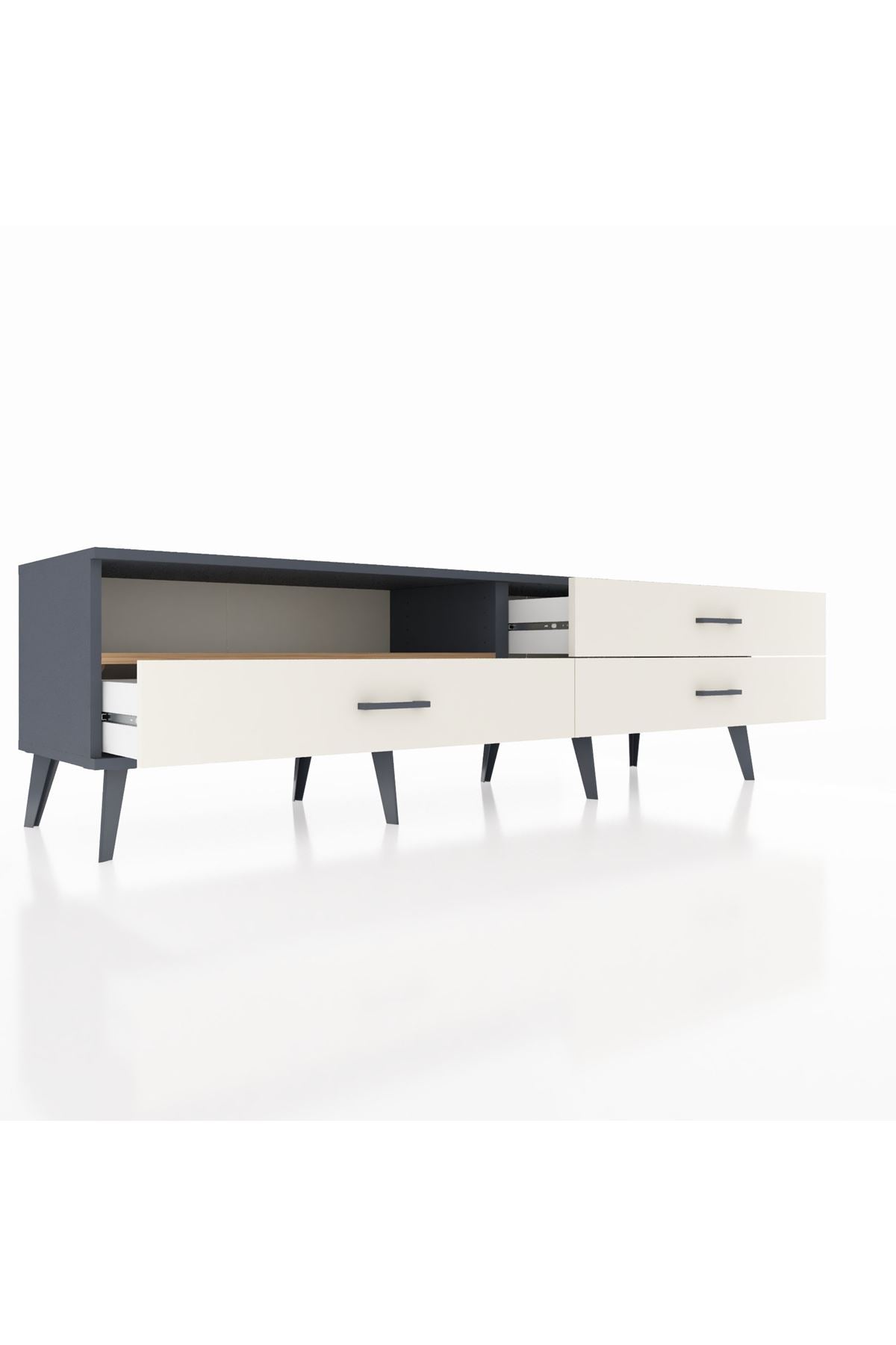 Hyperion TV Ünitesi Tek Raflı 3 Çekmeceli  176x44x51 Antrasit-Çam/Aytaşı