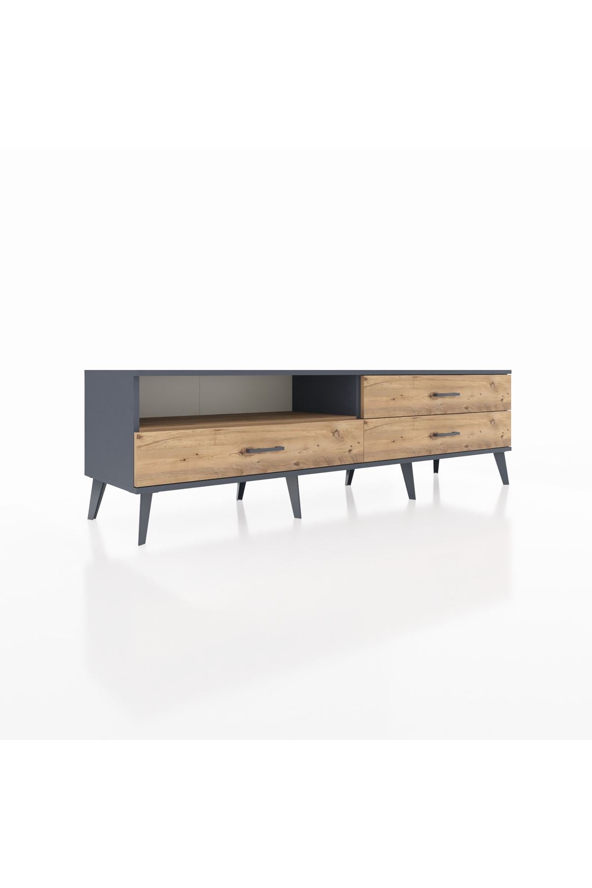 Hyperion TV Ünitesi Tek Raflı 3 Çekmeceli  176x44x51 Antrasit-Çam/Çam