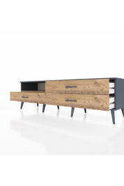 Hyperion TV Ünitesi Tek Raflı 3 Çekmeceli  176x44x51 Antrasit-Çam/Çam