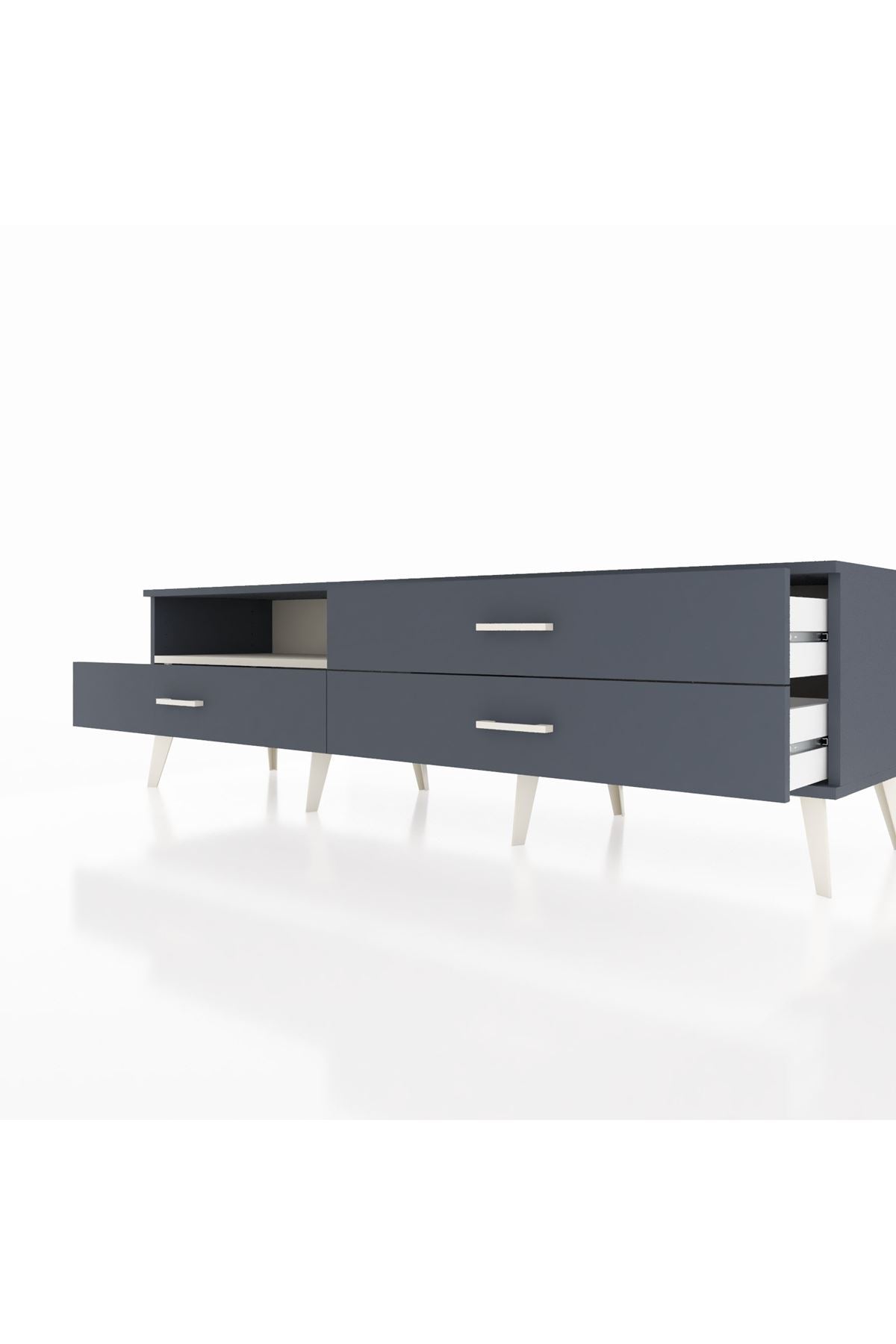 Hyperion TV Ünitesi Tek Raflı 3 Çekmeceli  176x44x51 Antrasit-Aytaşı/Antrasit