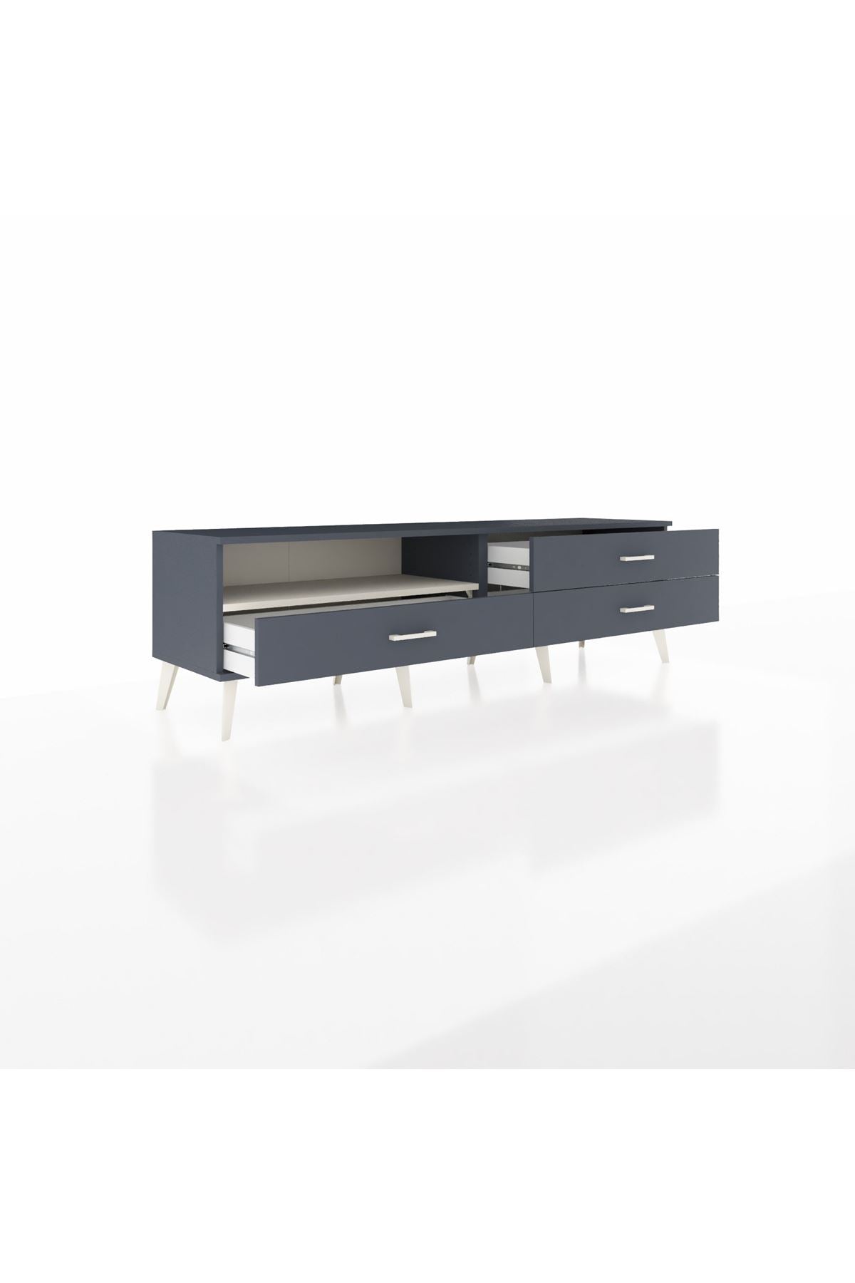 Hyperion TV Ünitesi Tek Raflı 3 Çekmeceli  176x44x51 Antrasit-Aytaşı/Antrasit