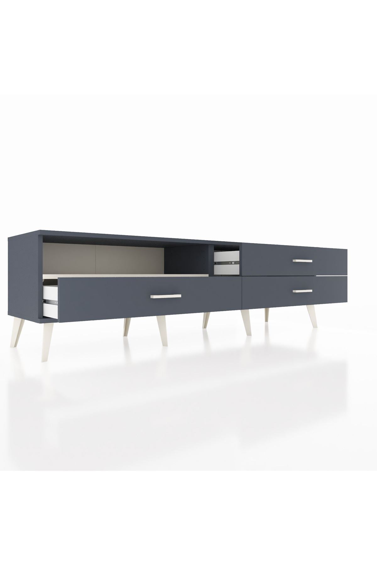 Hyperion TV Ünitesi Tek Raflı 3 Çekmeceli  176x44x51 Antrasit-Aytaşı/Antrasit