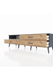 Hyperion TV Ünitesi Tek Raflı 3 Çekmeceli  176x44x51 Antrasit-Aytaşı/Çam