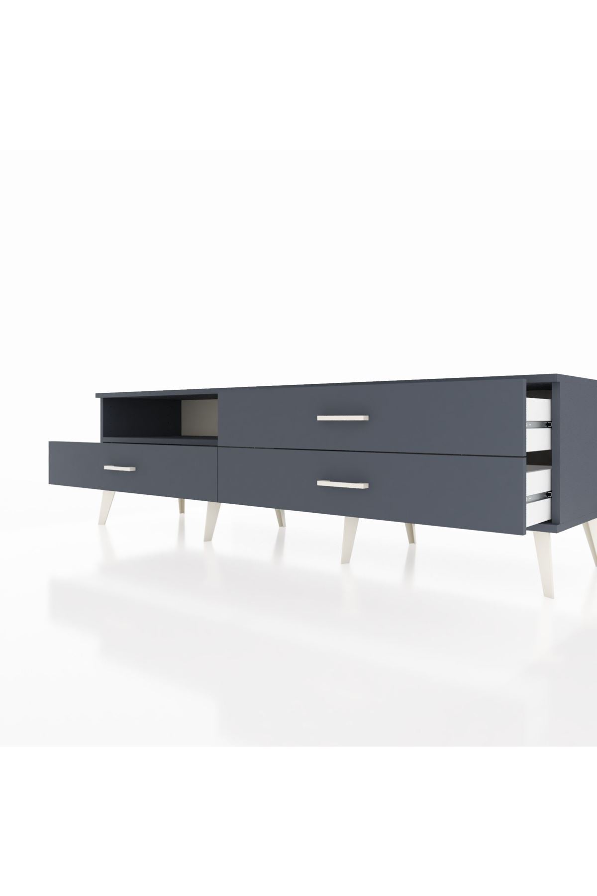 Hyperion TV Ünitesi Tek Raflı 3 Çekmeceli  176x44x51 Antrasit-Antrasit/Antrasit