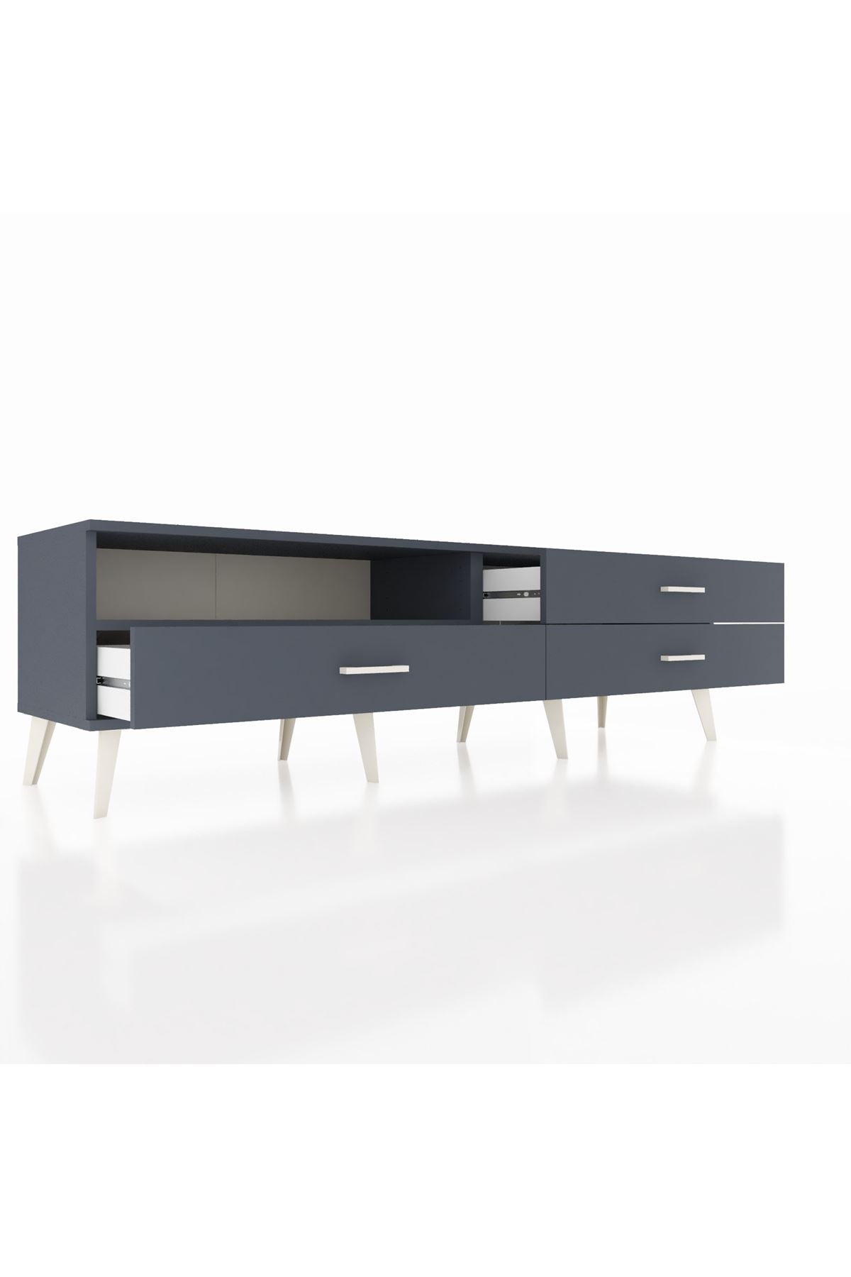 Hyperion TV Ünitesi Tek Raflı 3 Çekmeceli  176x44x51 Antrasit-Antrasit/Antrasit