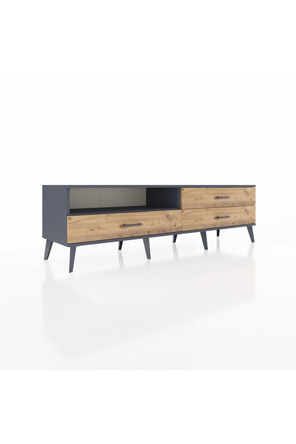 Hyperion TV Ünitesi Tek Raflı 3 Çekmeceli  176x44x51 Antrasit-Antrasit/Çam