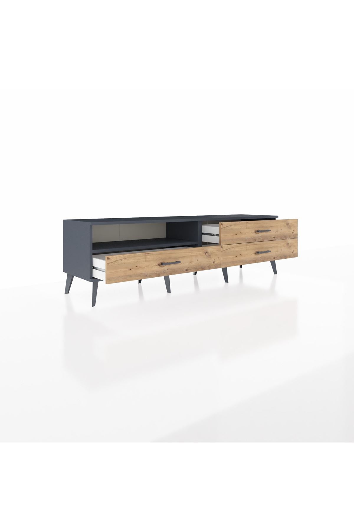 Hyperion TV Ünitesi Tek Raflı 3 Çekmeceli  176x44x51 Antrasit-Antrasit/Çam