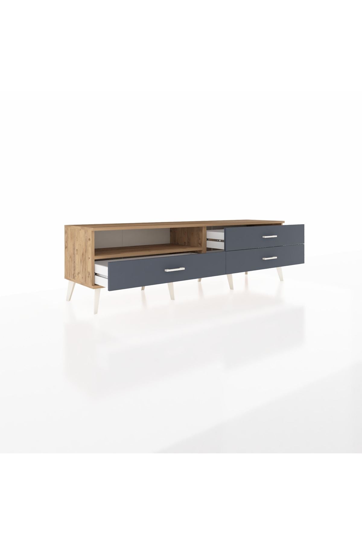 Hyperion TV Ünitesi Tek Raflı 3 Çekmeceli  176x44x51 Çam-Çam/Antrasit