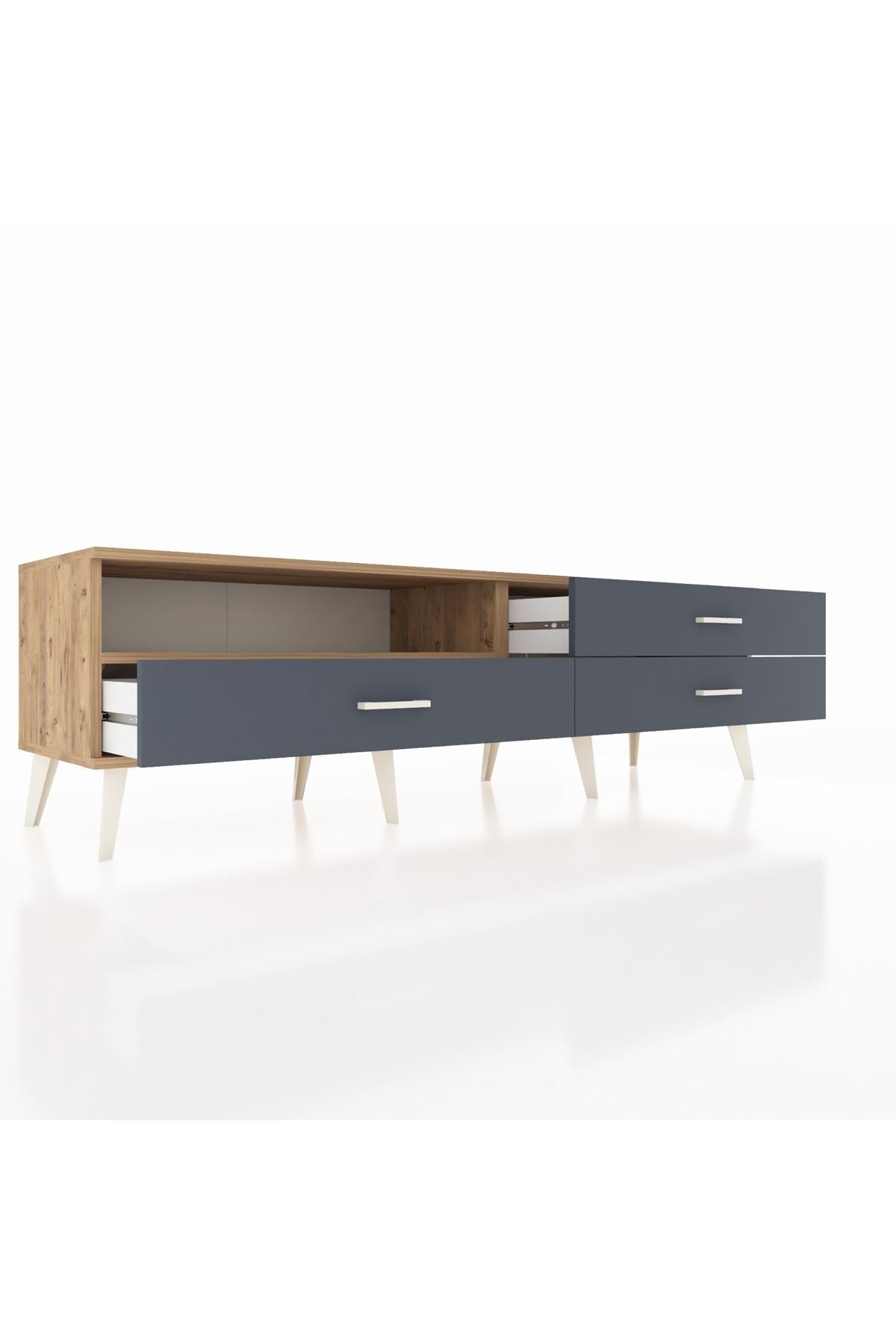 Hyperion TV Ünitesi Tek Raflı 3 Çekmeceli  176x44x51 Çam-Çam/Antrasit