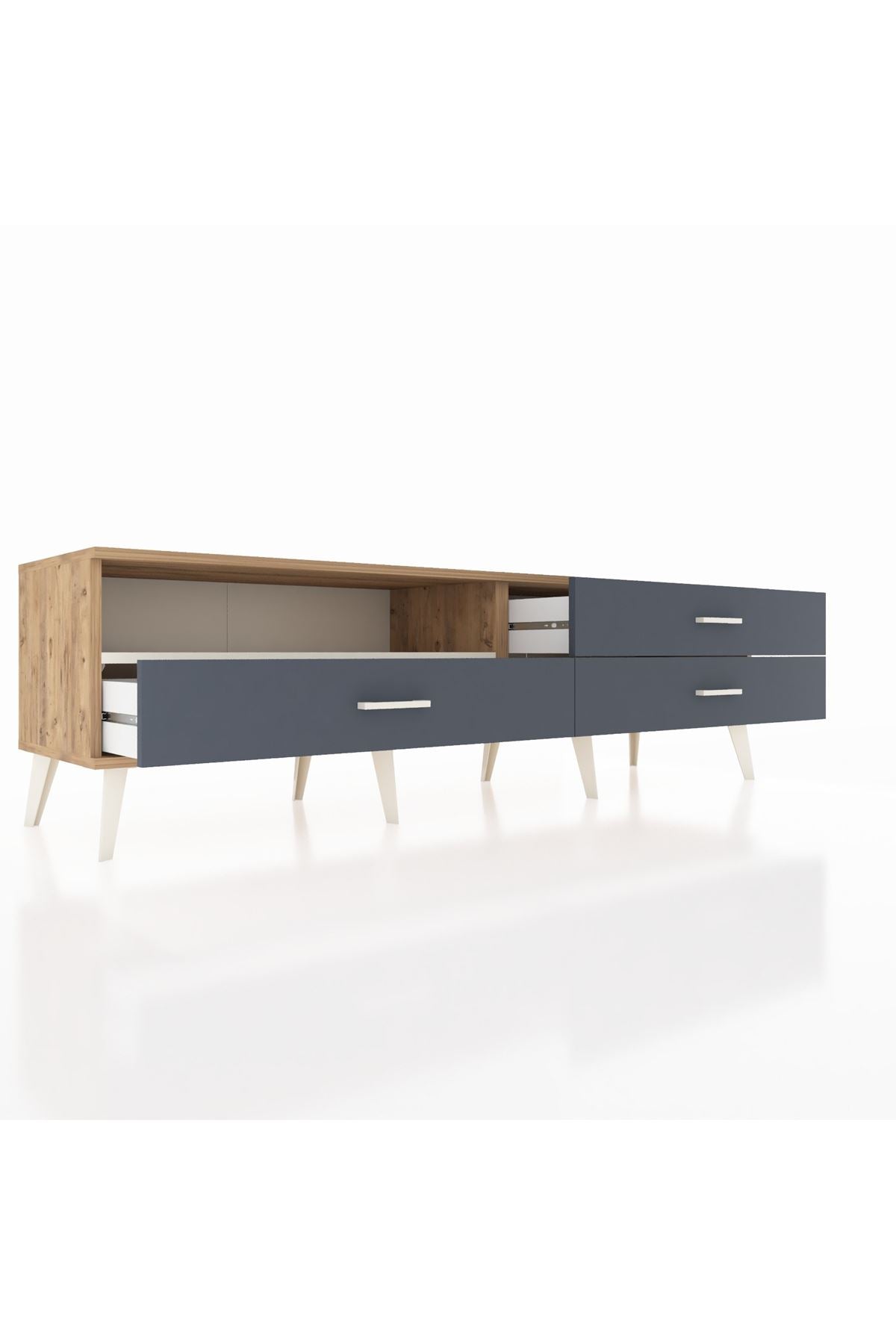 Hyperion TV Ünitesi Tek Raflı 3 Çekmeceli  176x44x51 Çam-Aytaşı/Antrasit