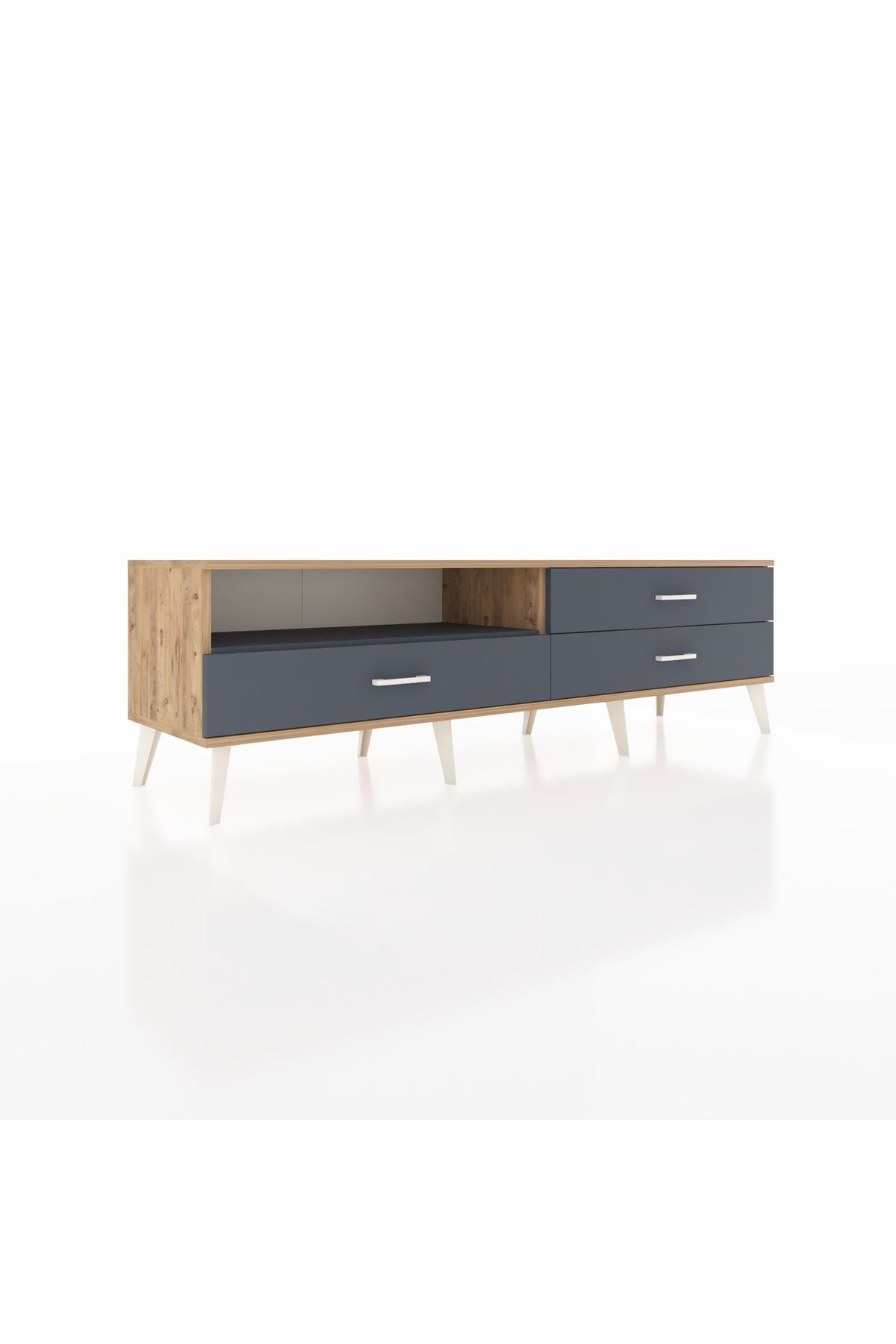 Hyperion TV Ünitesi Tek Raflı 3 Çekmeceli  176x44x51 Çam-Antrasit/Antrasit