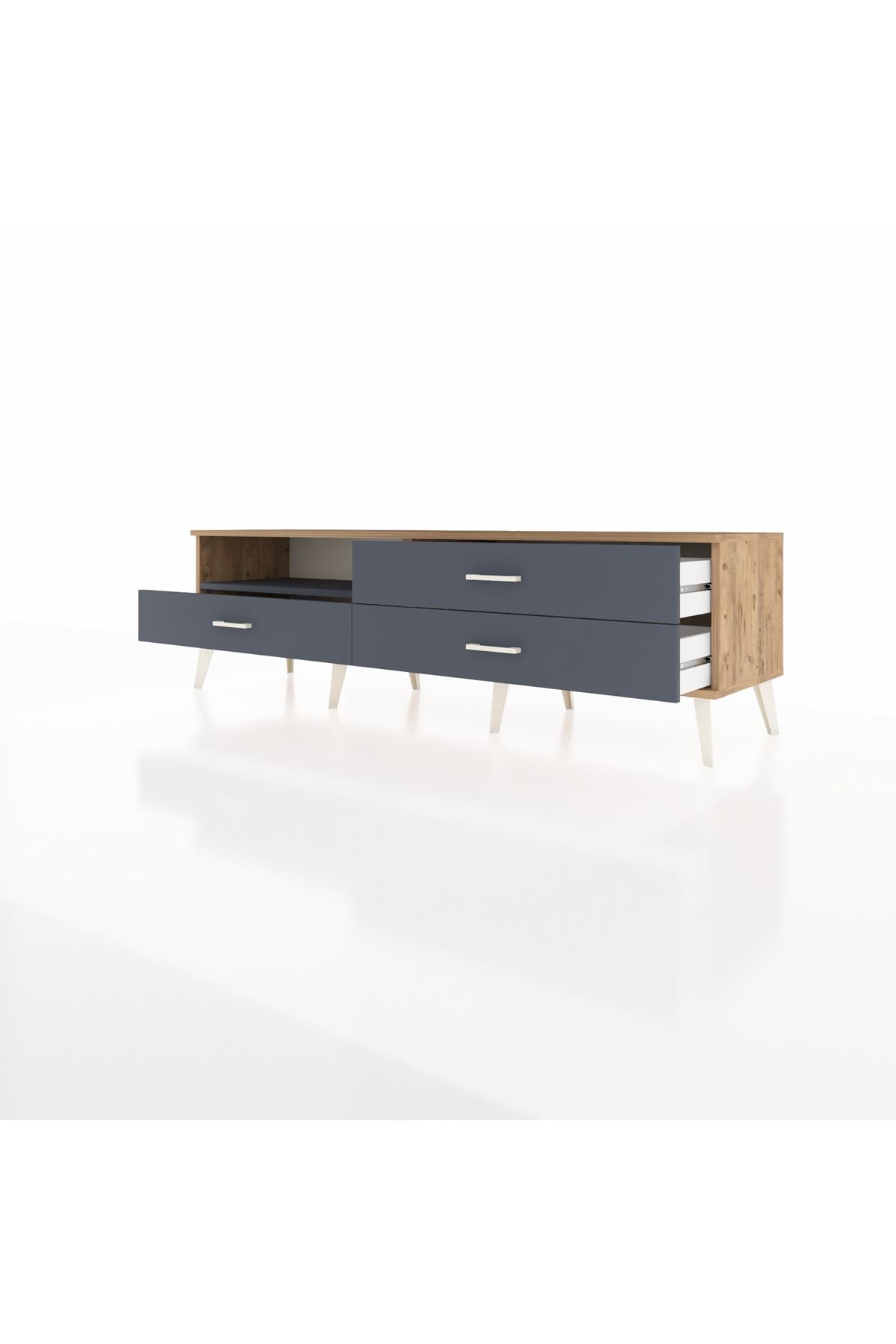 Hyperion TV Ünitesi Tek Raflı 3 Çekmeceli  176x44x51 Çam-Antrasit/Antrasit