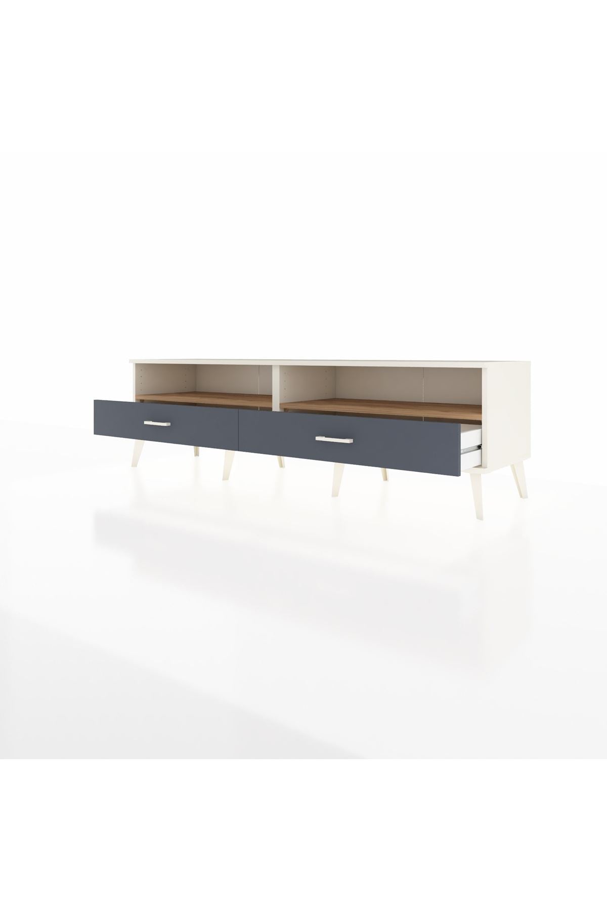 Hyperion TV Ünitesi 2 Raflı 2 Çekmeceli  176x44x51 Aytaşı-Çam/Antrasit