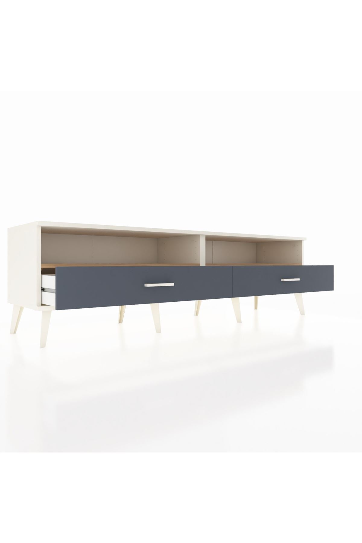 Hyperion TV Ünitesi 2 Raflı 2 Çekmeceli  176x44x51 Aytaşı-Çam/Antrasit